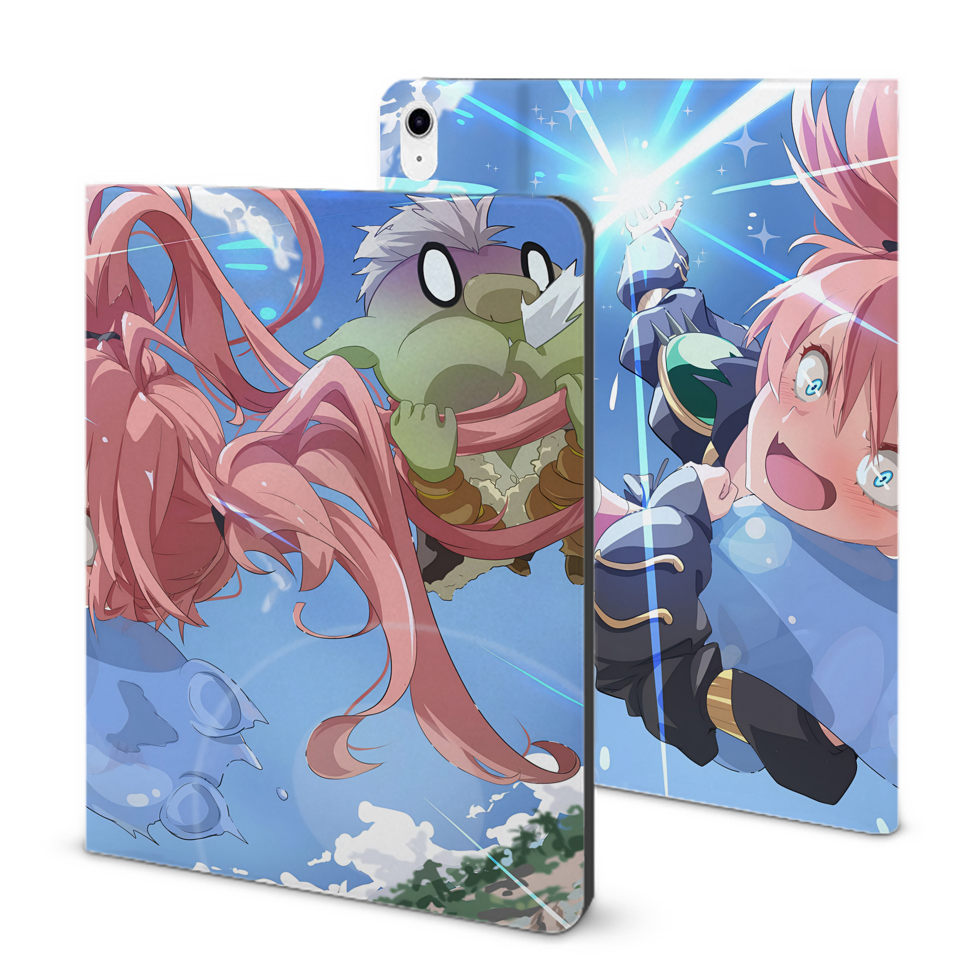 （画像用） 転スラ Regarding Reincarnated to Slime IPad ケース ブック型 PUレザー TPU 耐衝撃 軽量 薄型 ペン収納なし 全面保護 IPad 各モデル対応